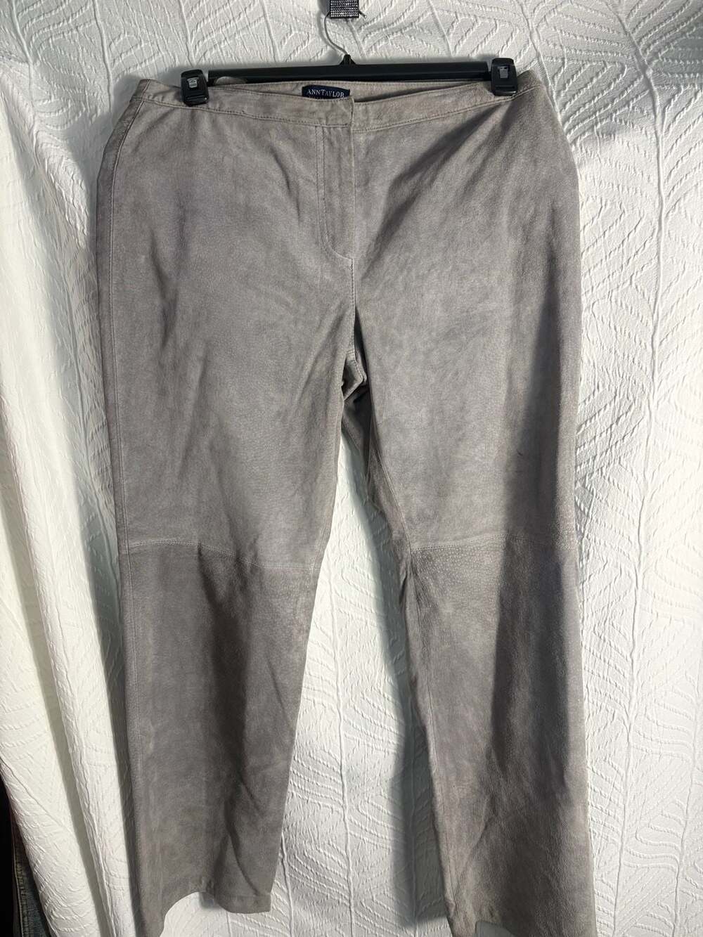 Ann Taylor Factory Store Gray 100% Leather Suede Pants Size 10